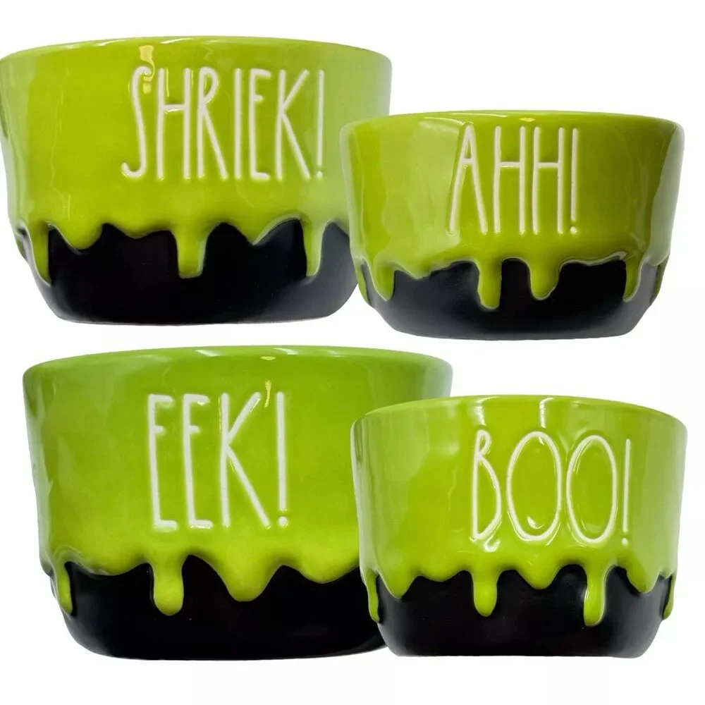 NEW Rae Dunn Halloween Green Slime Drip EEK BOO SHRIEK AHH Measuring Cups 2024
